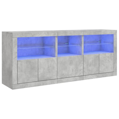 Sideboard mit LED-Leuchten Betongrau 162x37x67 cm