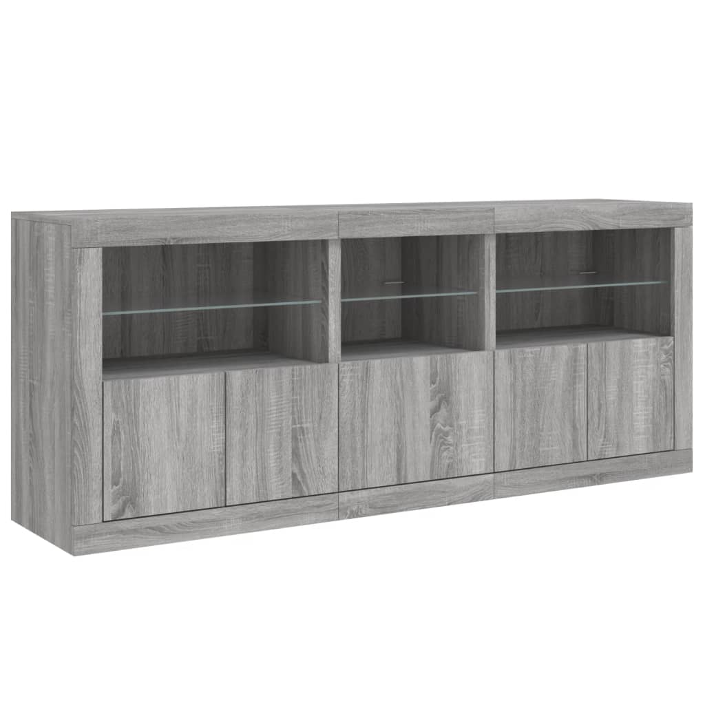 Sideboard mit LED-Leuchten Grau Sonoma 162x37x67 cm