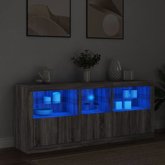 Sideboard mit LED-Leuchten Grau Sonoma 162x37x67 cm