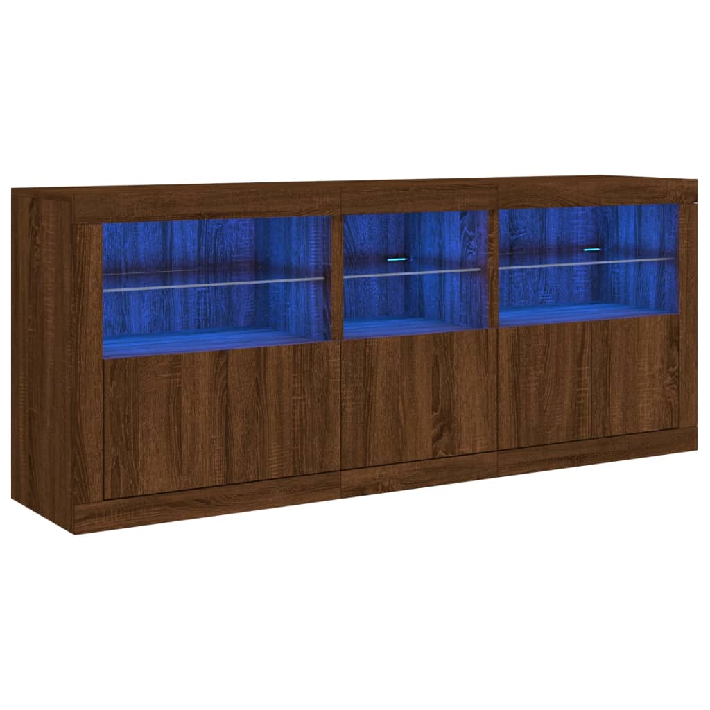 Sideboard mit LED-Leuchten Braun Eichen-Optik 162x37x67 cm