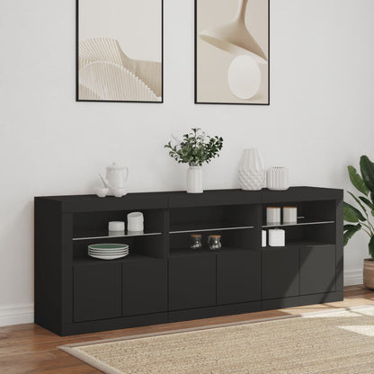 Sideboard mit LED-Leuchten Schwarz 181,5x37x67 cm