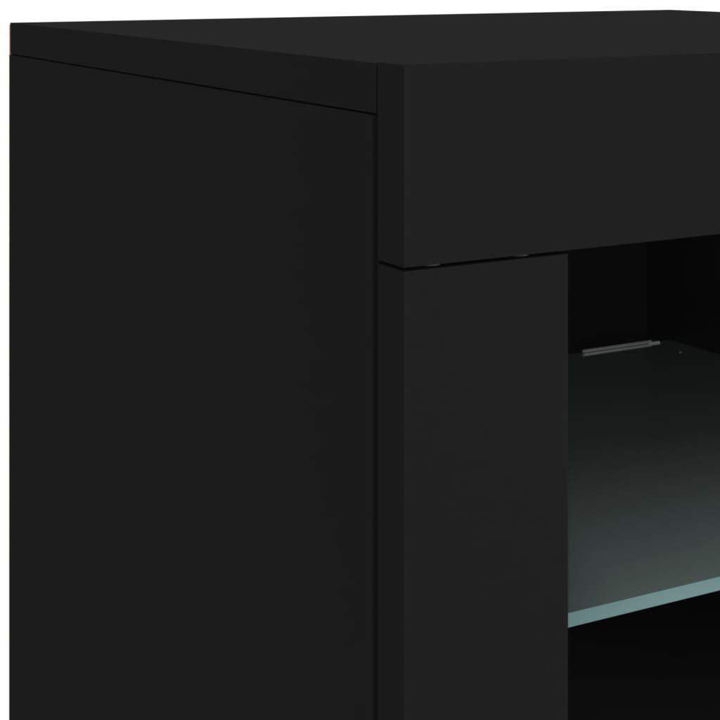 Sideboard mit LED-Leuchten Schwarz 181,5x37x67 cm