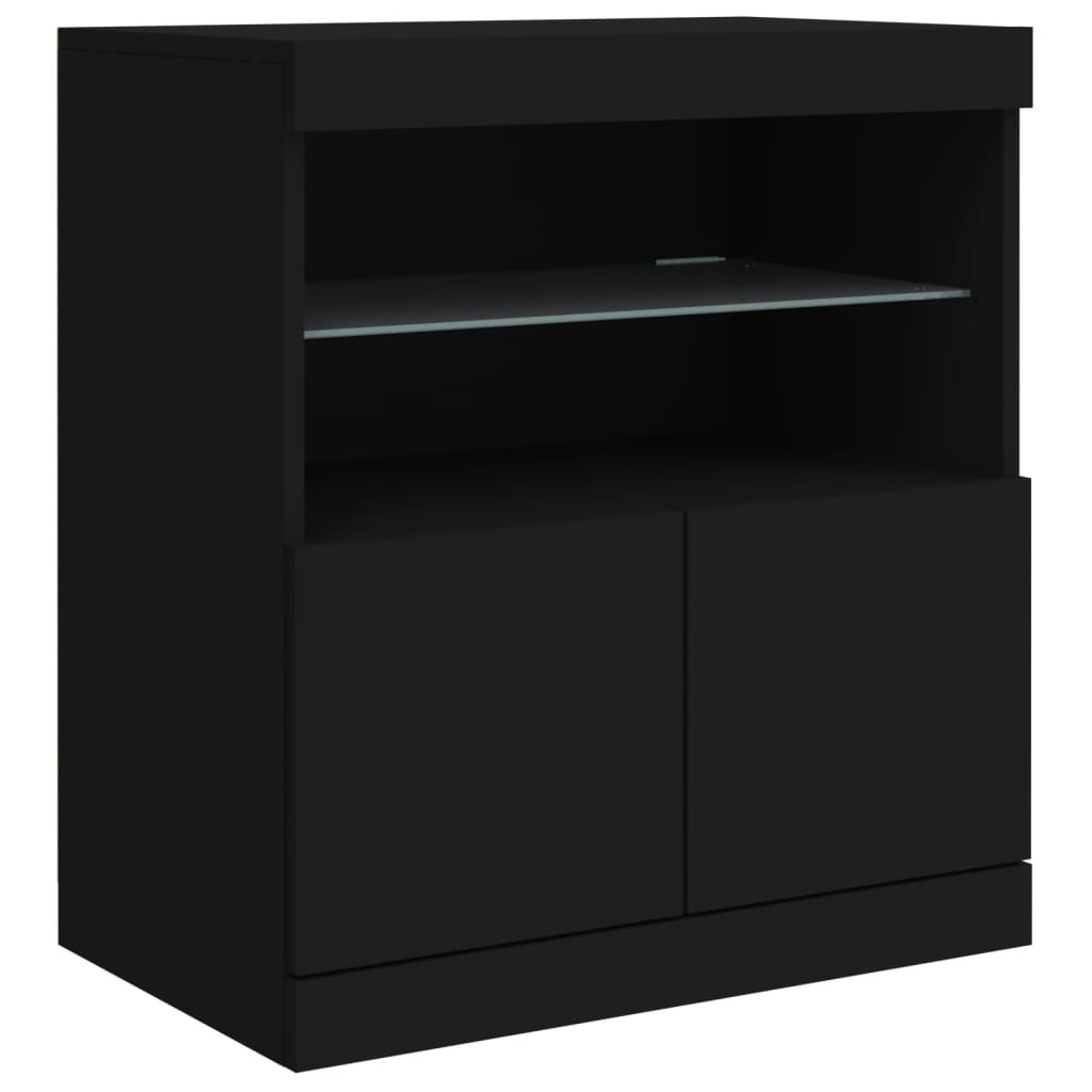 Sideboard mit LED-Leuchten Schwarz 181,5x37x67 cm