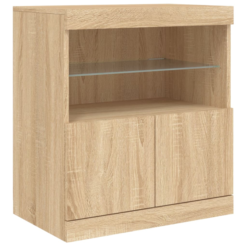 Sideboard mit LED-Leuchten Sonoma-Eiche 181,5x37x67 cm