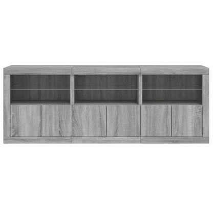 Sideboard mit LED-Leuchten Grau Sonoma 181,5x37x67 cm