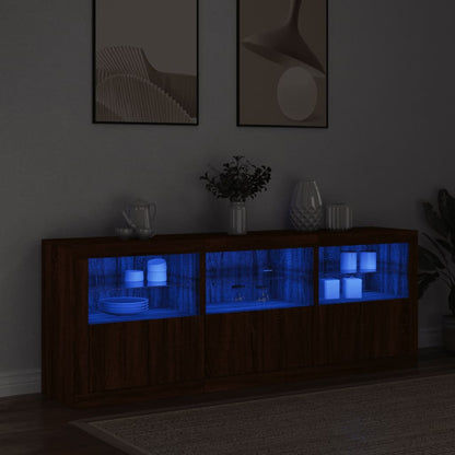 Sideboard mit LED-Leuchten Braun Eichen-Optik 181,5x37x67 cm