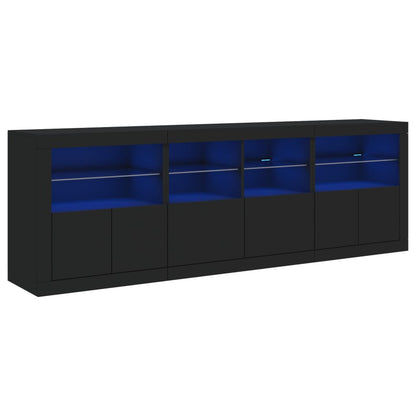 Sideboard mit LED-Leuchten Schwarz 202x37x67 cm