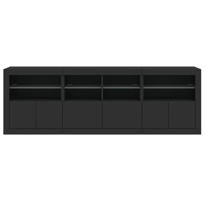 Sideboard mit LED-Leuchten Schwarz 202x37x67 cm