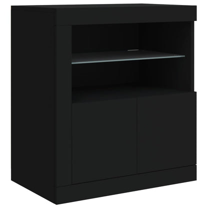 Sideboard mit LED-Leuchten Schwarz 202x37x67 cm