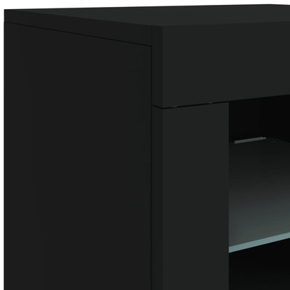 Sideboard mit LED-Leuchten Schwarz 202x37x67 cm