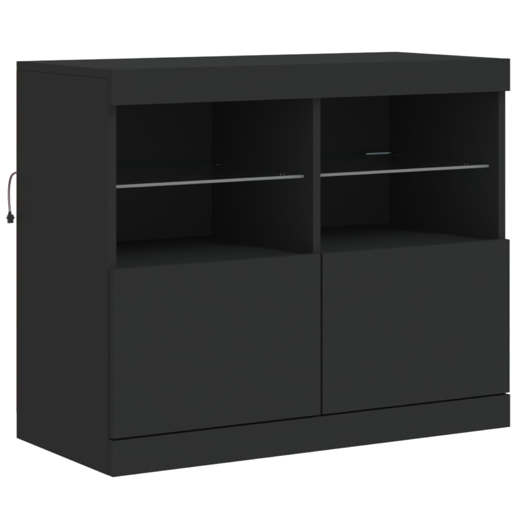 Sideboard mit LED-Leuchten Schwarz 202x37x67 cm