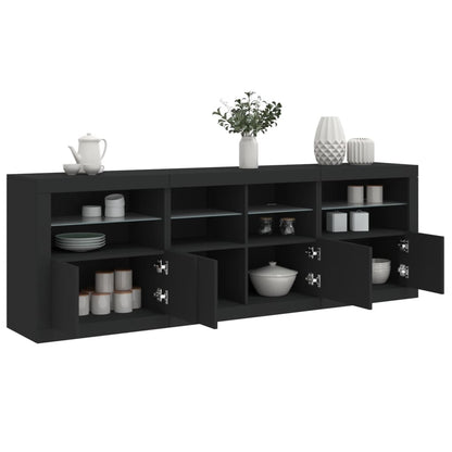 Sideboard mit LED-Leuchten Schwarz 202x37x67 cm