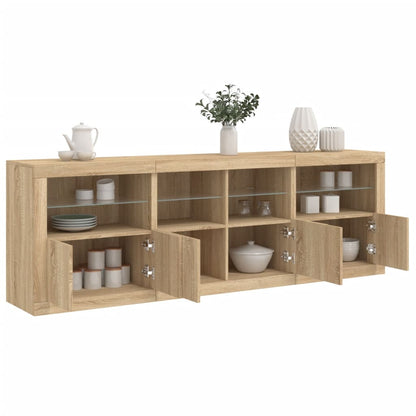 Sideboard mit LED-Leuchten Sonoma-Eiche 202x37x67 cm