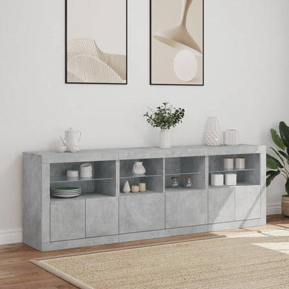 Sideboard mit LED-Leuchten Betongrau 202x37x67 cm