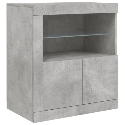 Sideboard mit LED-Leuchten Betongrau 202x37x67 cm