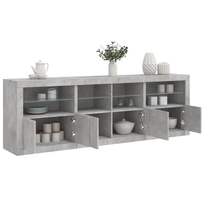 Sideboard mit LED-Leuchten Betongrau 202x37x67 cm