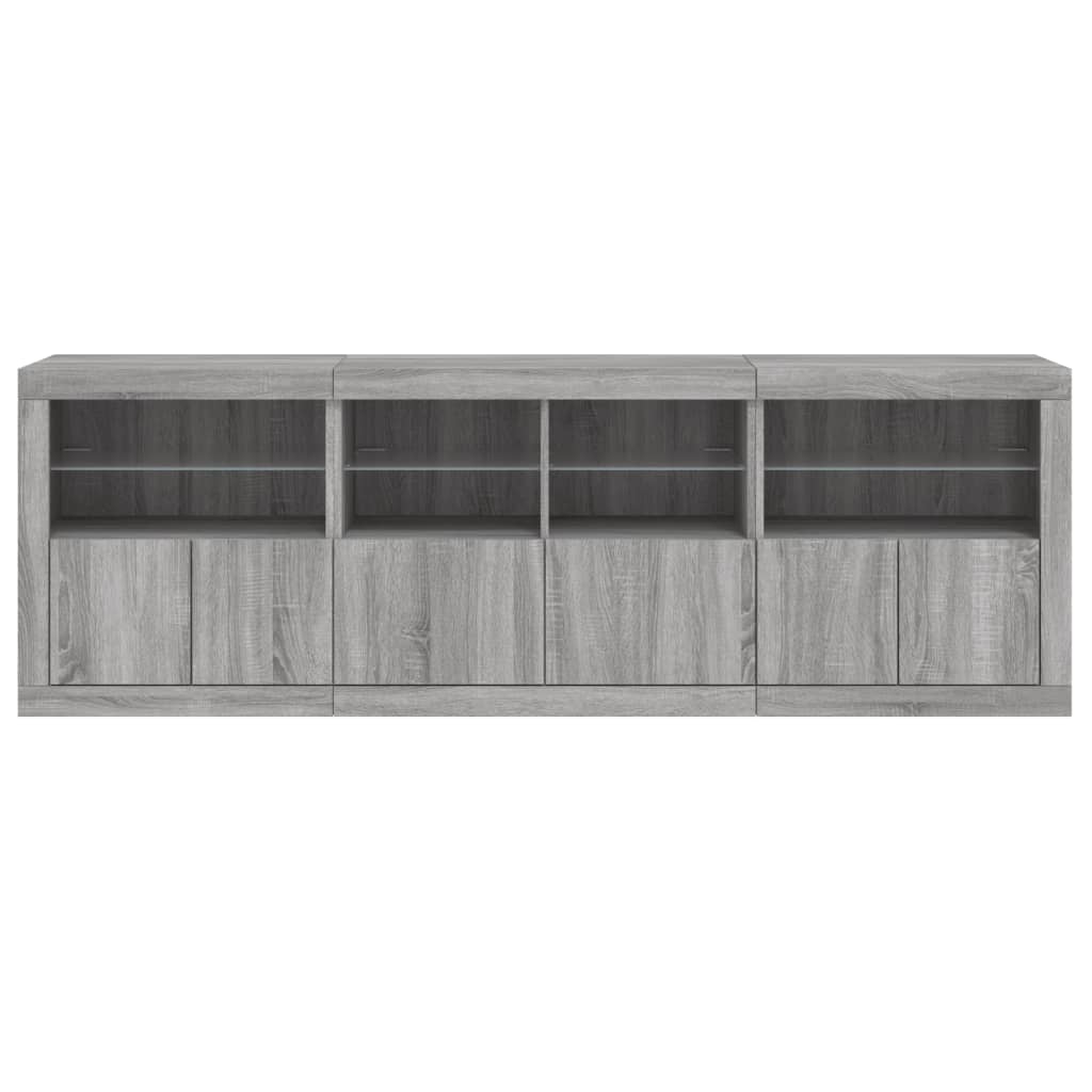 Sideboard mit LED-Leuchten Grau Sonoma 202x37x67 cm