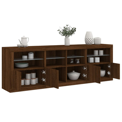 Sideboard mit LED-Leuchten Braun Eichen-Optik 202x37x67 cm