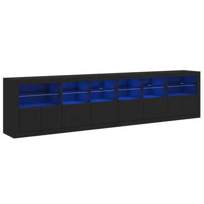 Sideboard mit LED-Leuchten Schwarz 283x37x67 cm