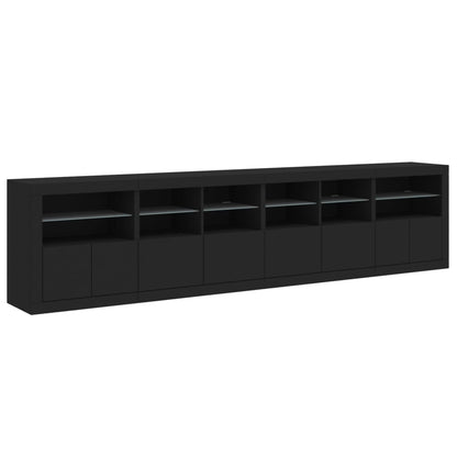 Sideboard mit LED-Leuchten Schwarz 283x37x67 cm