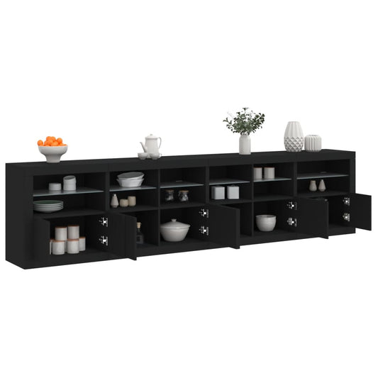 Sideboard mit LED-Leuchten Schwarz 283x37x67 cm