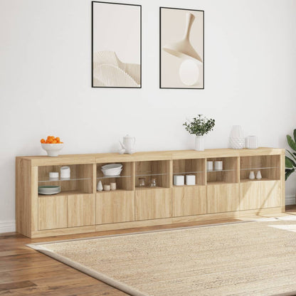 Sideboard mit LED-Leuchten Sonoma-Eiche 283x37x67 cm