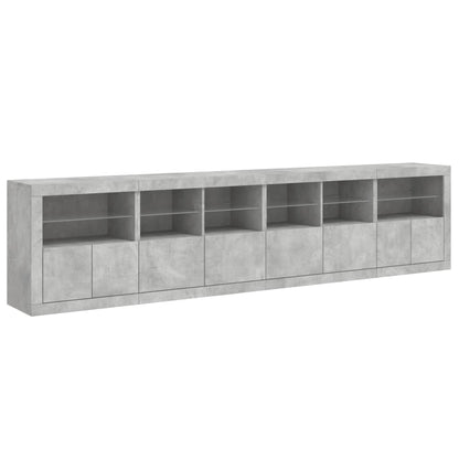 Sideboard mit LED-Leuchten Betongrau 283x37x67 cm