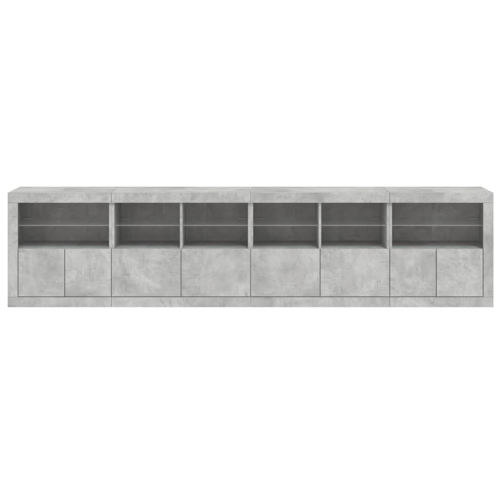 Sideboard mit LED-Leuchten Betongrau 283x37x67 cm