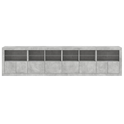 Sideboard mit LED-Leuchten Betongrau 283x37x67 cm