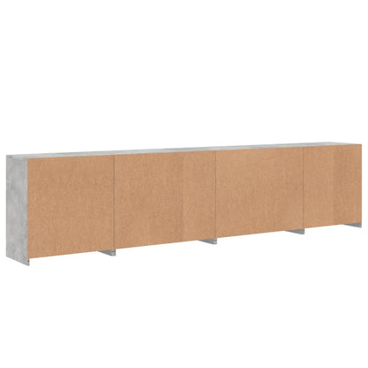 Sideboard mit LED-Leuchten Betongrau 283x37x67 cm