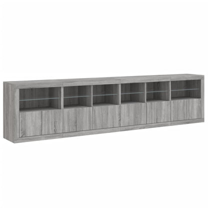 Sideboard mit LED-Leuchten Grau Sonoma 283x37x67 cm