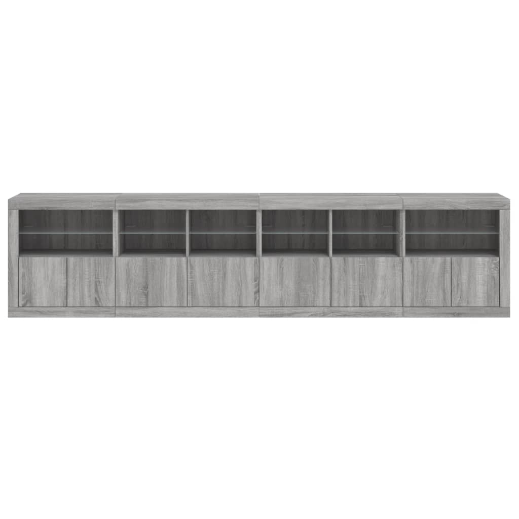 Sideboard mit LED-Leuchten Grau Sonoma 283x37x67 cm