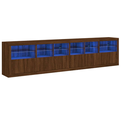 Sideboard mit LED-Leuchten Braun Eichen-Optik 283x37x67 cm