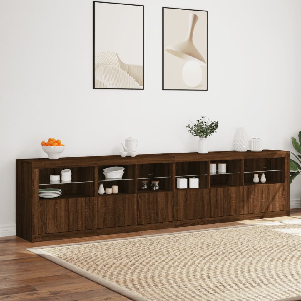 Sideboard mit LED-Leuchten Braun Eichen-Optik 283x37x67 cm