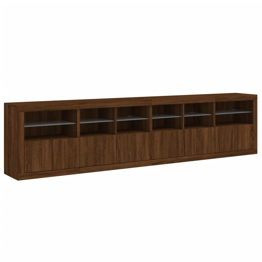 Sideboard mit LED-Leuchten Braun Eichen-Optik 283x37x67 cm