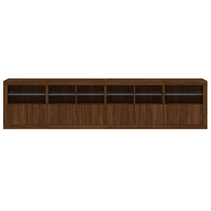 Sideboard mit LED-Leuchten Braun Eichen-Optik 283x37x67 cm