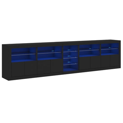 Sideboard mit LED-Leuchten Schwarz 283x37x67 cm