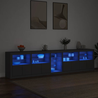 Sideboard mit LED-Leuchten Schwarz 283x37x67 cm