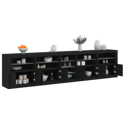 Sideboard mit LED-Leuchten Schwarz 283x37x67 cm