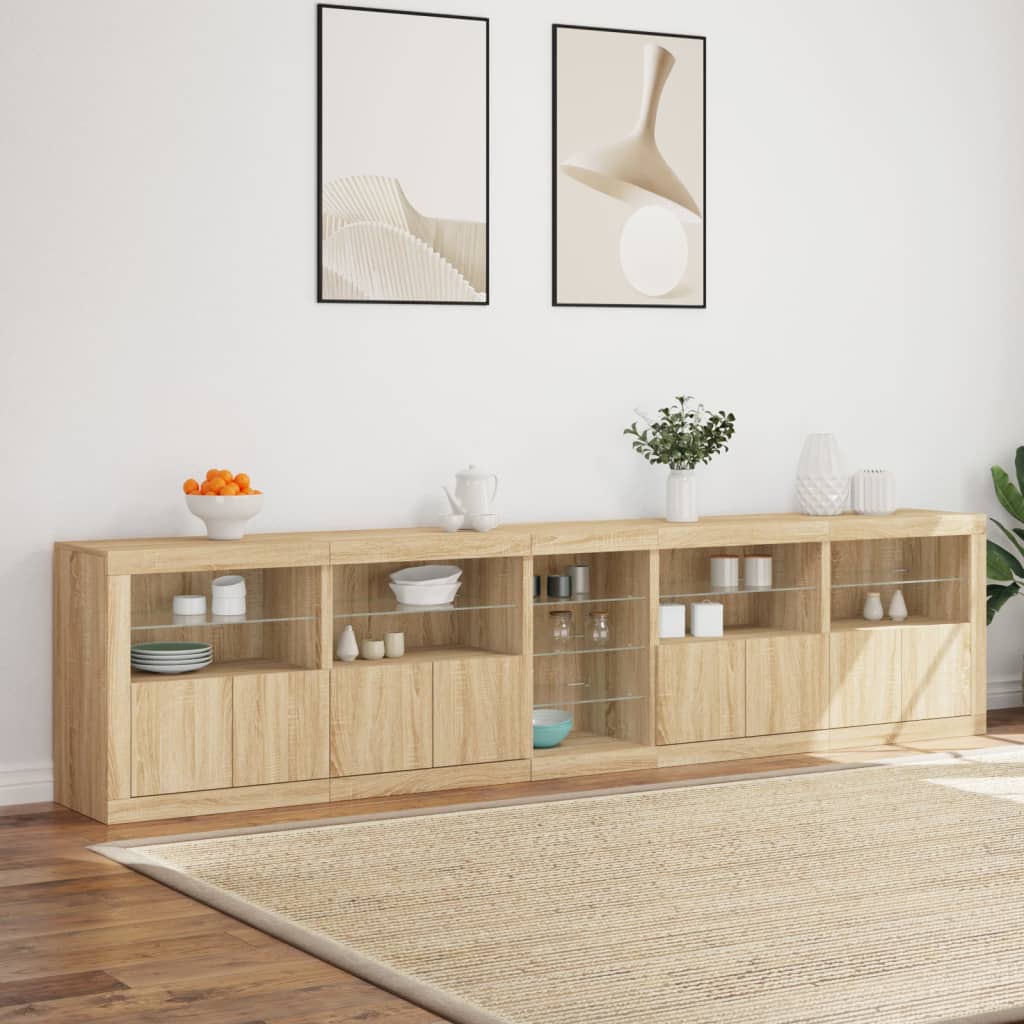 Sideboard mit LED-Leuchten Sonoma-Eiche 283x37x67 cm