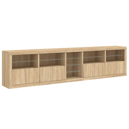 Sideboard mit LED-Leuchten Sonoma-Eiche 283x37x67 cm