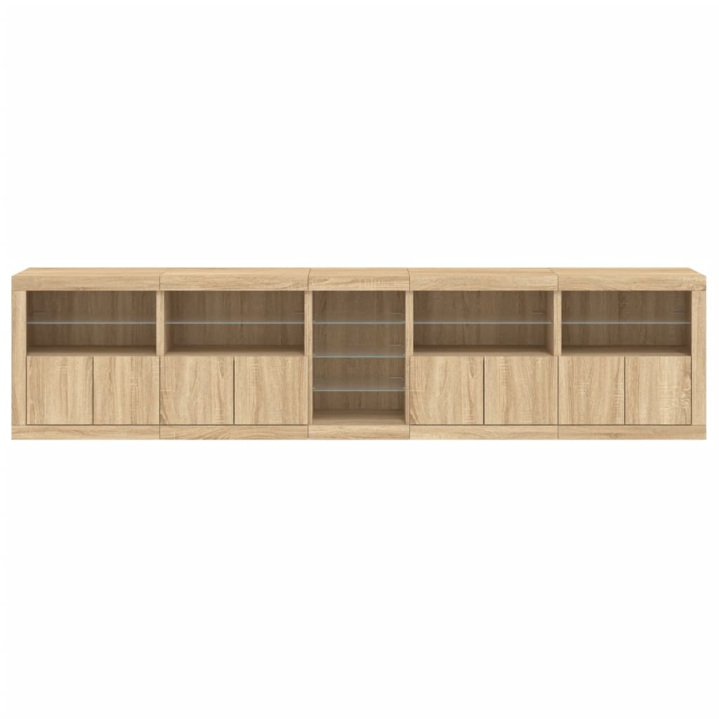 Sideboard mit LED-Leuchten Sonoma-Eiche 283x37x67 cm