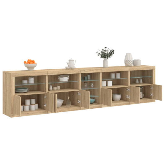 Sideboard mit LED-Leuchten Sonoma-Eiche 283x37x67 cm