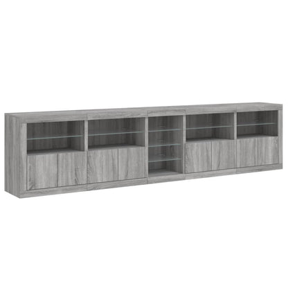 Sideboard mit LED-Leuchten Grau Sonoma 283x37x67 cm