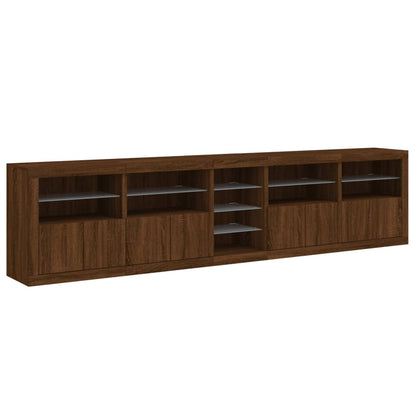 Sideboard mit LED-Leuchten Braun Eichen-Optik 283x37x67 cm