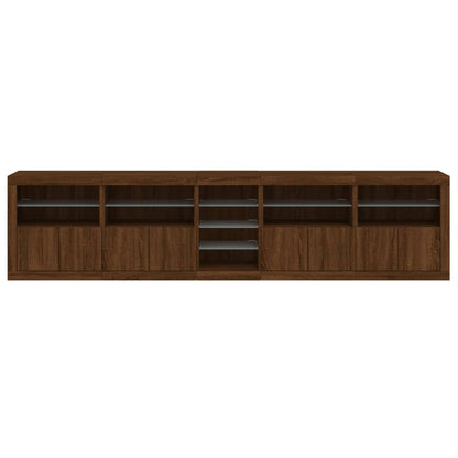 Sideboard mit LED-Leuchten Braun Eichen-Optik 283x37x67 cm