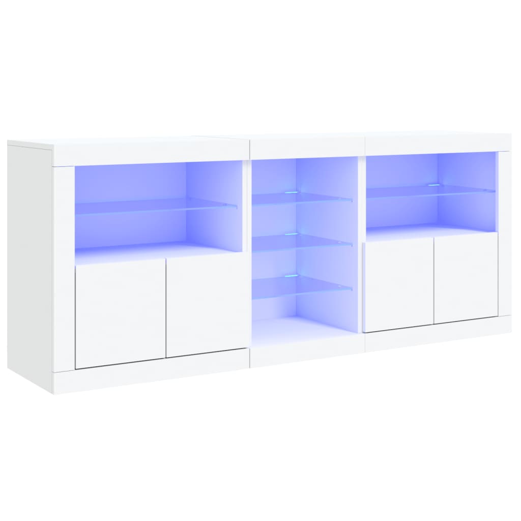 Sideboard mit LED-Leuchten Weiß 162x37x67 cm