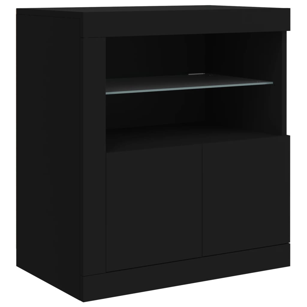 Sideboard mit LED-Leuchten Schwarz 162x37x67 cm