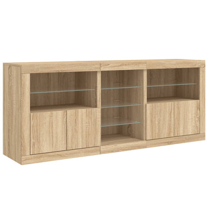 Sideboard mit LED-Leuchten Sonoma-Eiche 162x37x67 cm