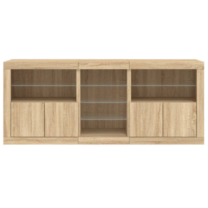 Sideboard mit LED-Leuchten Sonoma-Eiche 162x37x67 cm